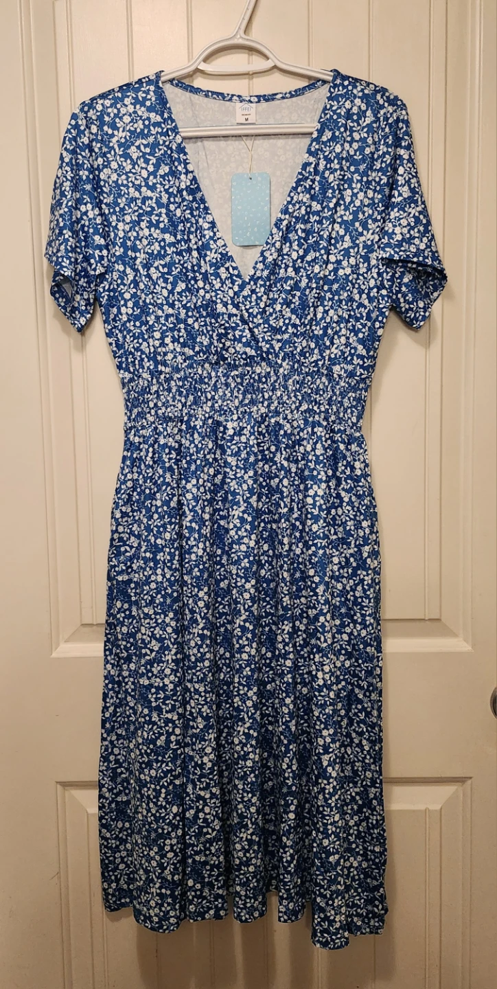 Blue Floral Maternity Dress Size M - photo 3