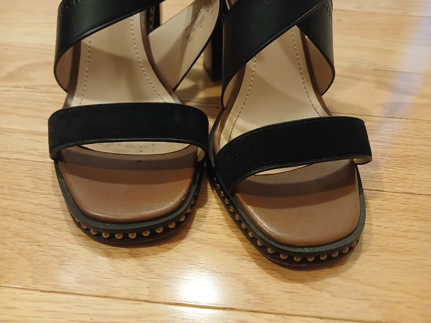 Coach Black Leather Studded Block Heel Sandals - photo 5