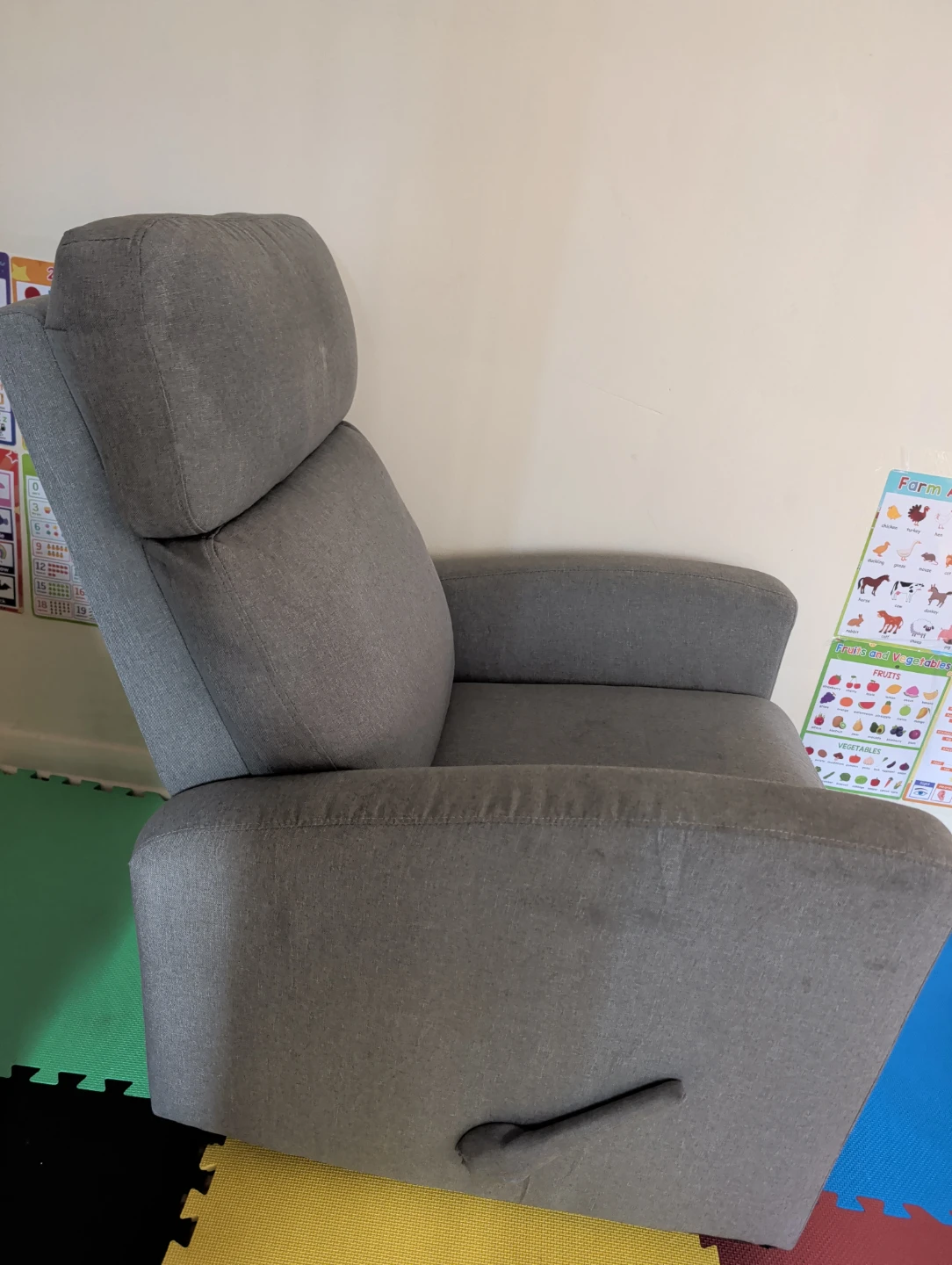 Grey Recliner rocking Chair