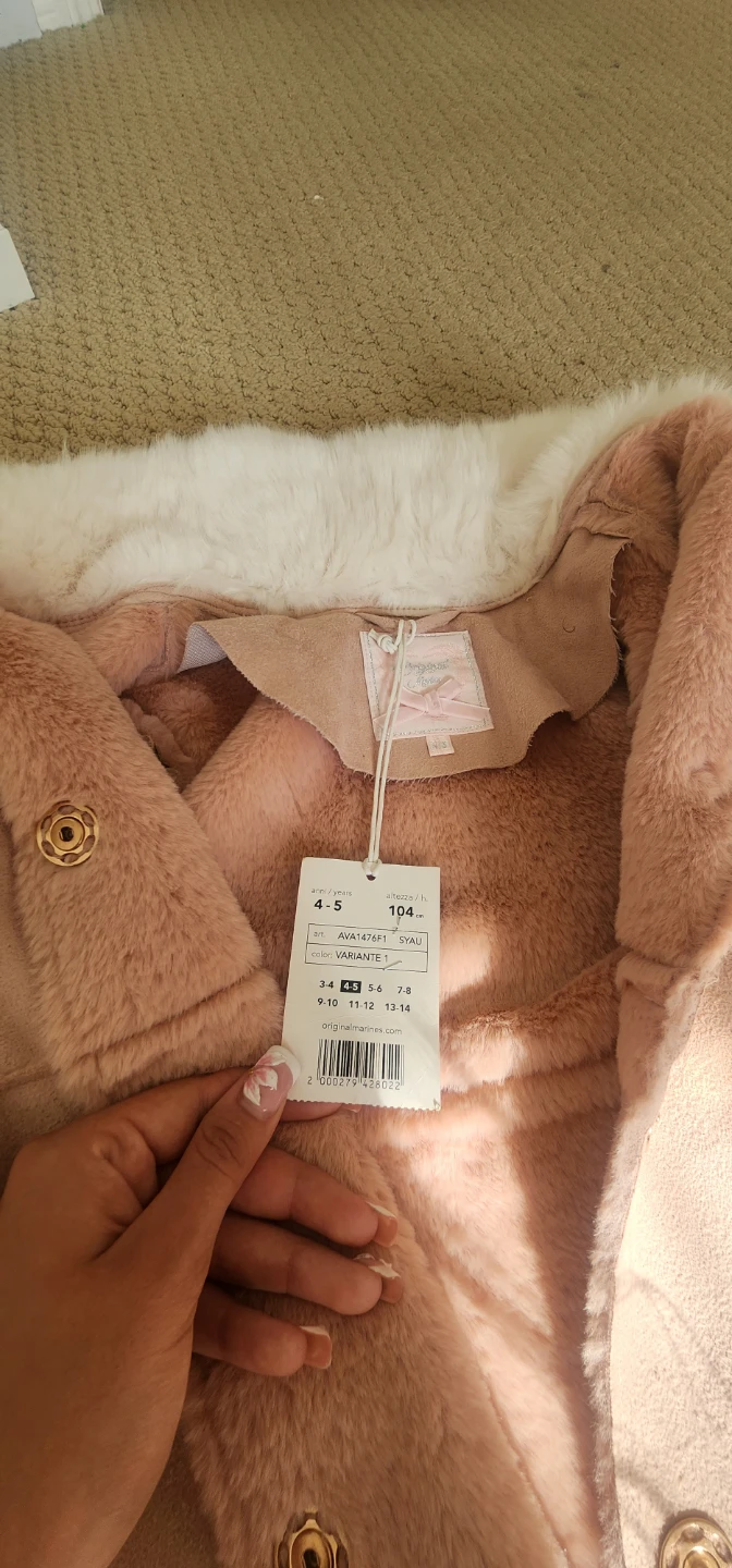 Girls Pink Faux Fur Trimmed Coat - Size 4-5 - photo 2