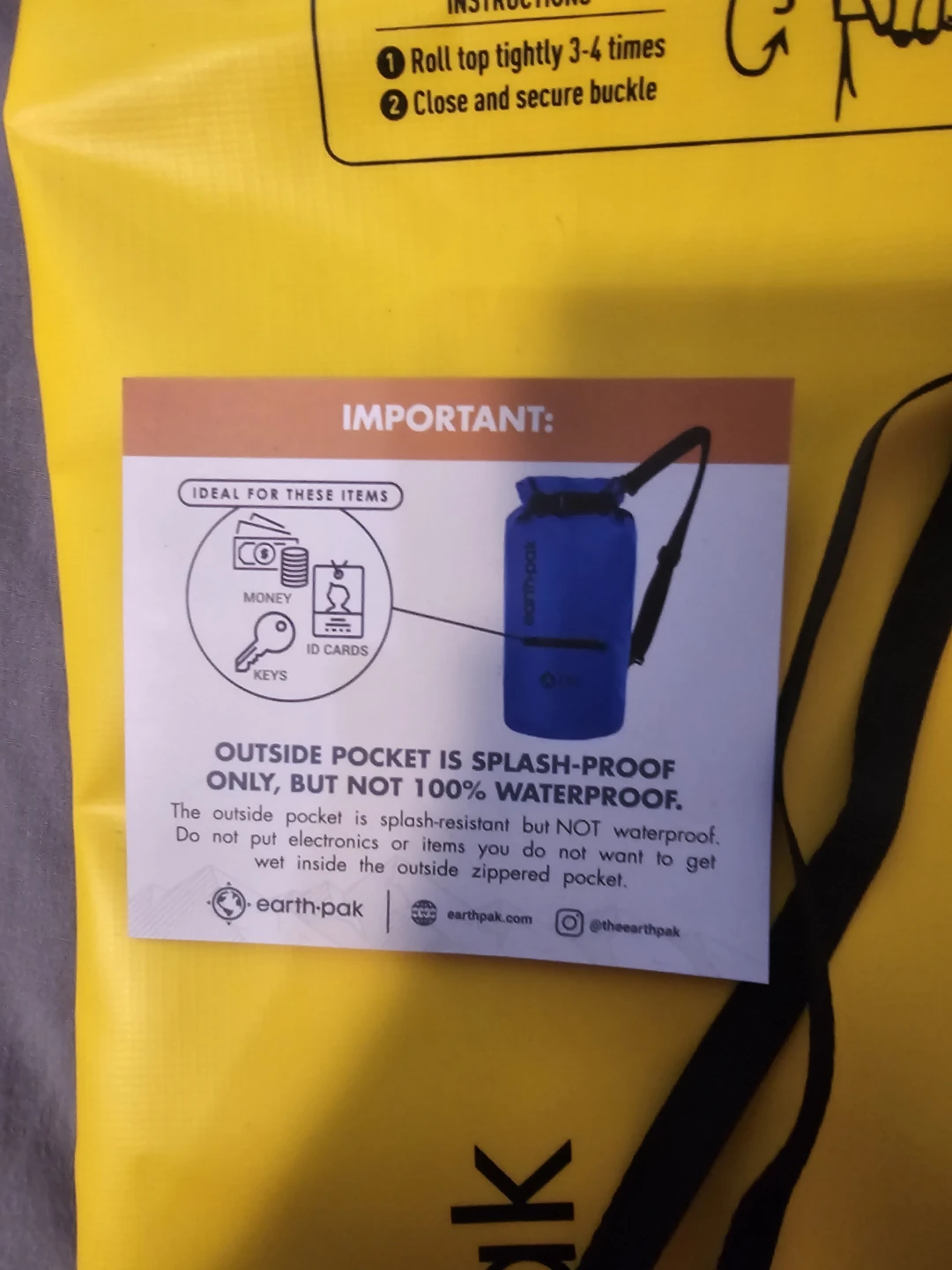 Earth Pak Yellow 10L Waterproof Dry Bag with Phone Case - photo 2