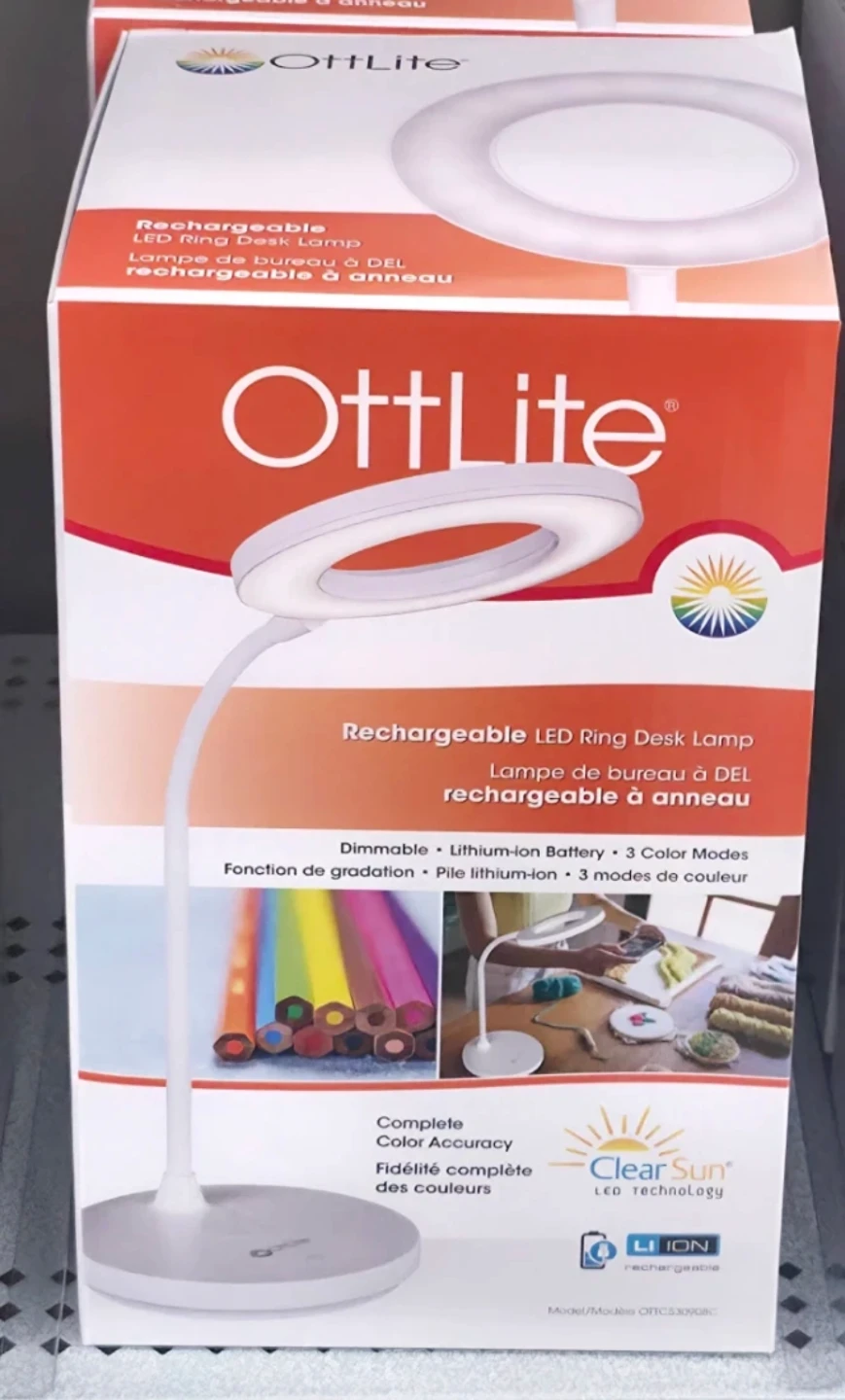 OttLite Rechargeable LED Ring Desk Lamp