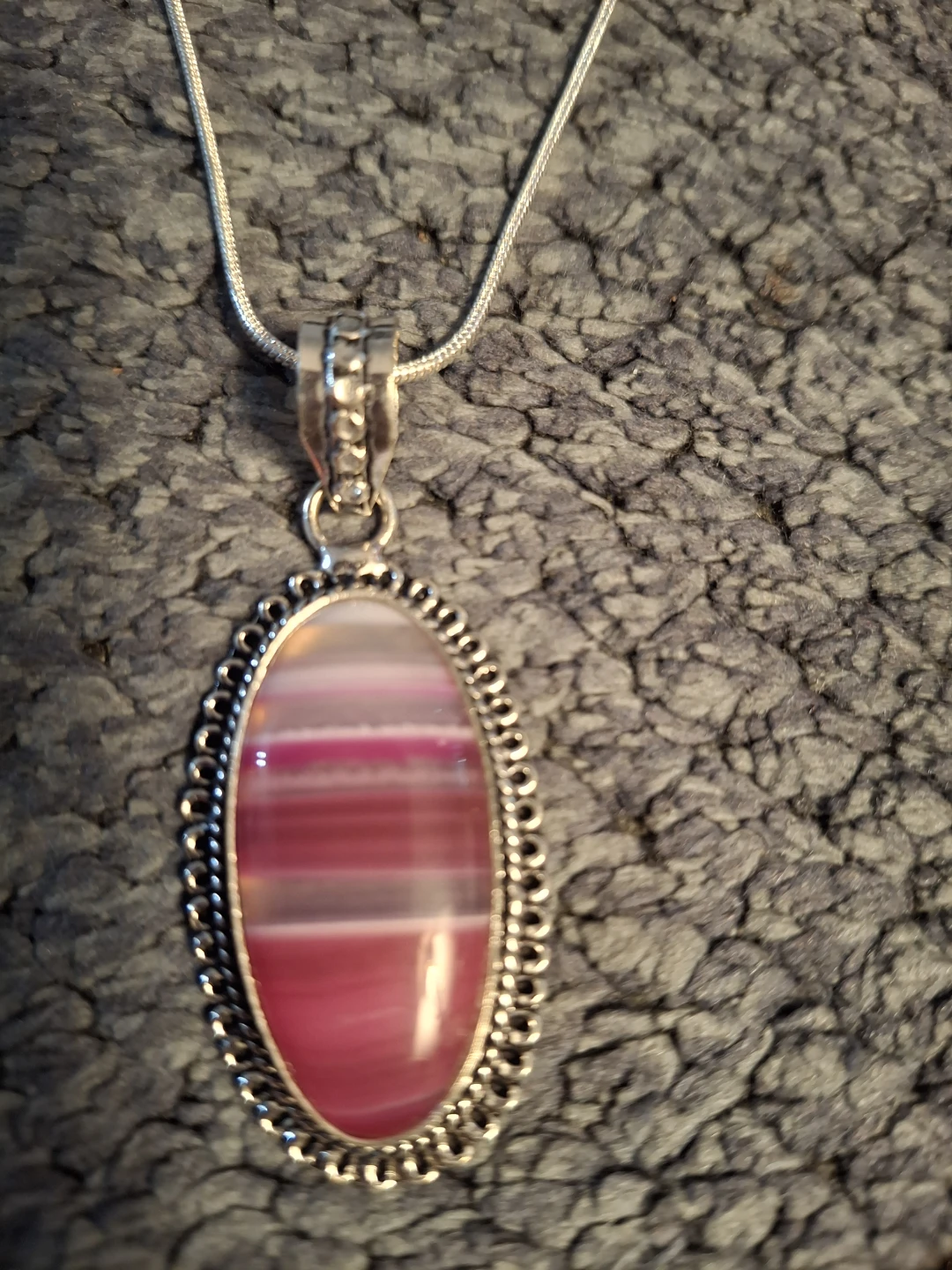 Striped Pink Agate Necklace