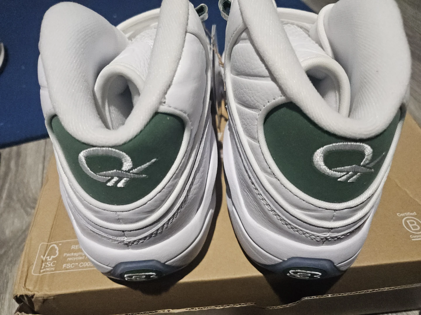 Reebok Question Mid White/Green Basketball Shoes - photo 3