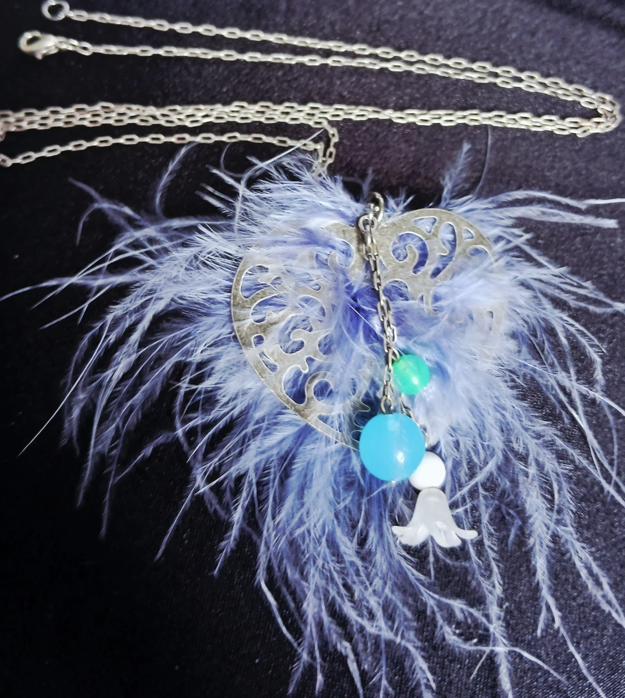 Feather Heart Charm Necklace