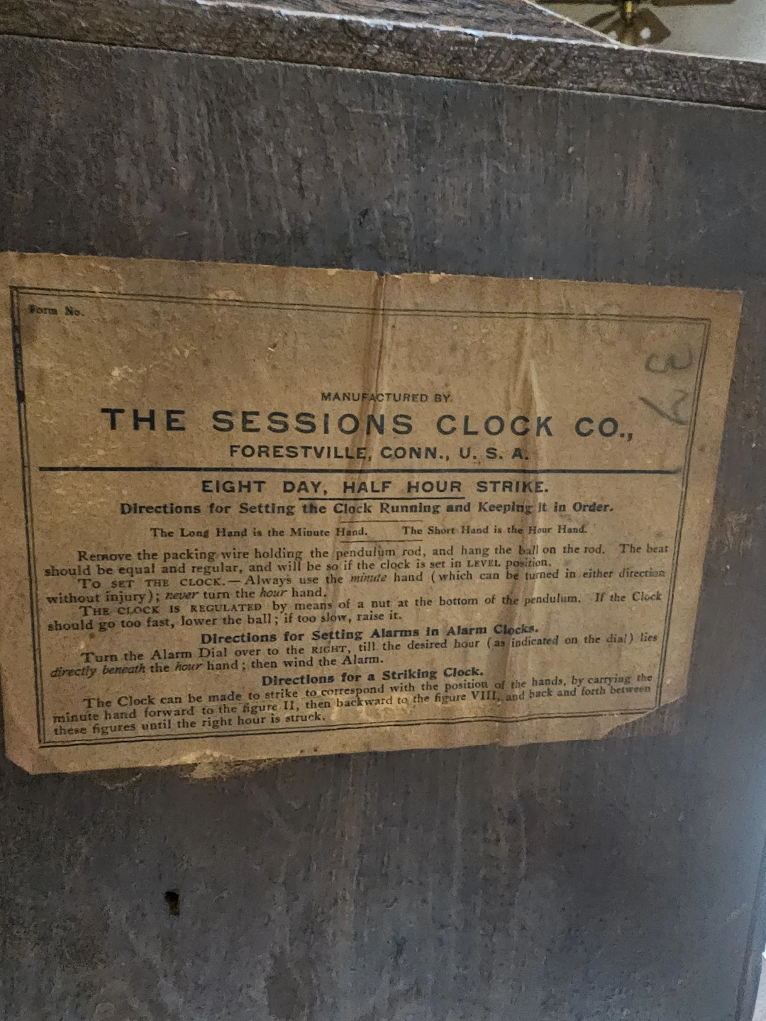 Sessions Eight Day Half Hour Strike Mantle Clock - photo 2