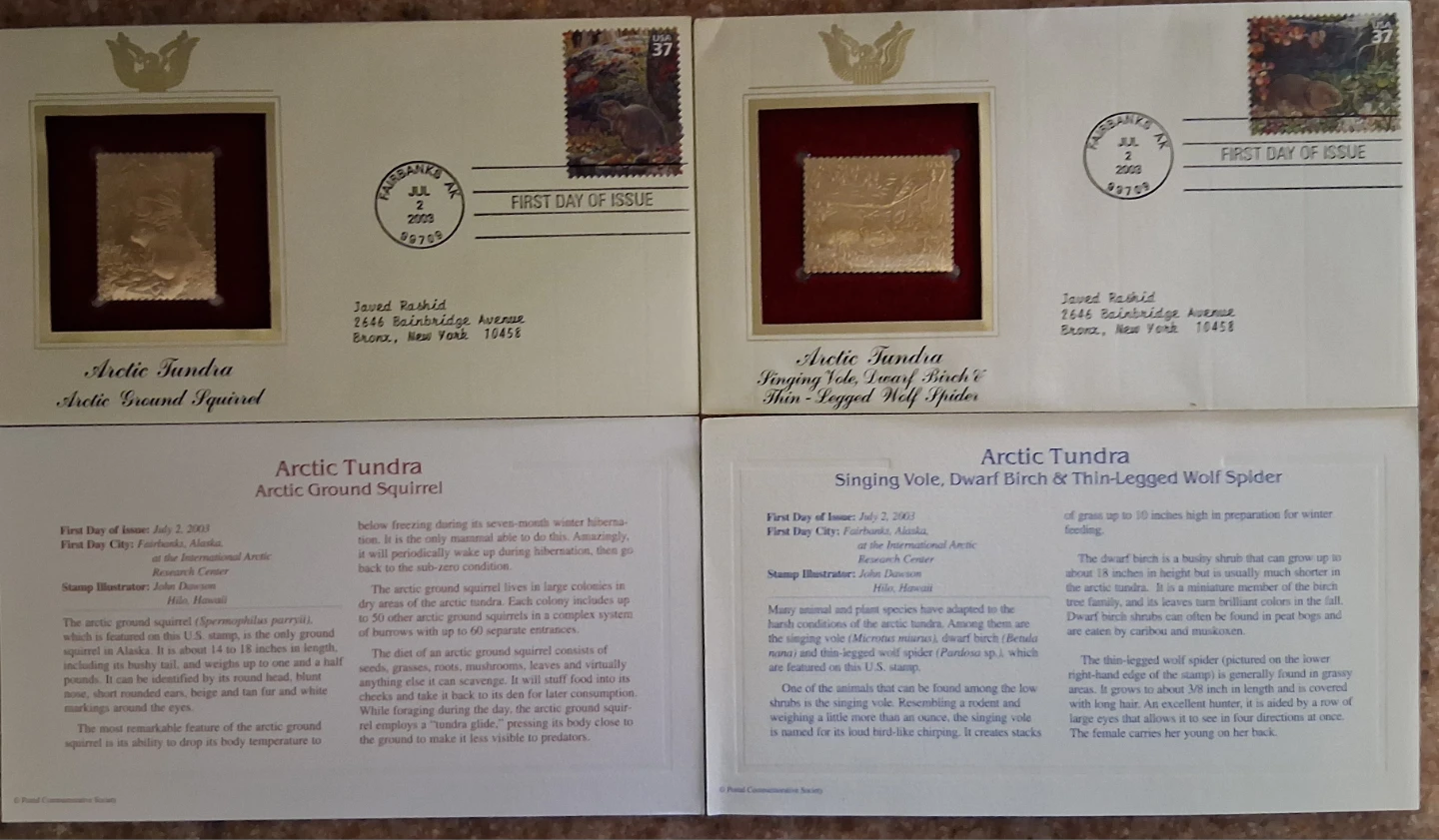 USPS Gold-Plated First Day Cover - Vintage Collector Item - photo 2