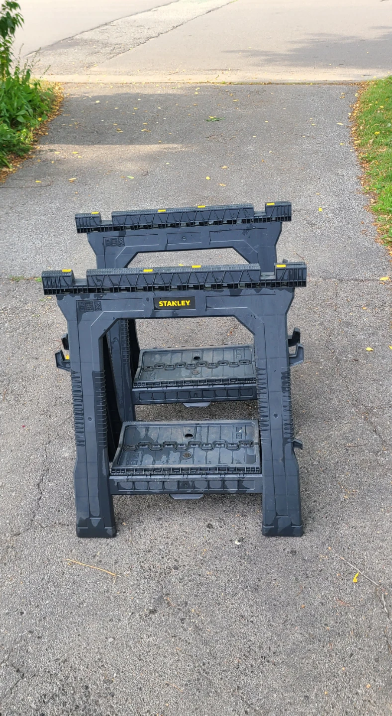 2 Stanley Sawhorses - Folding Plastic, Excellent Condition! - photo 2