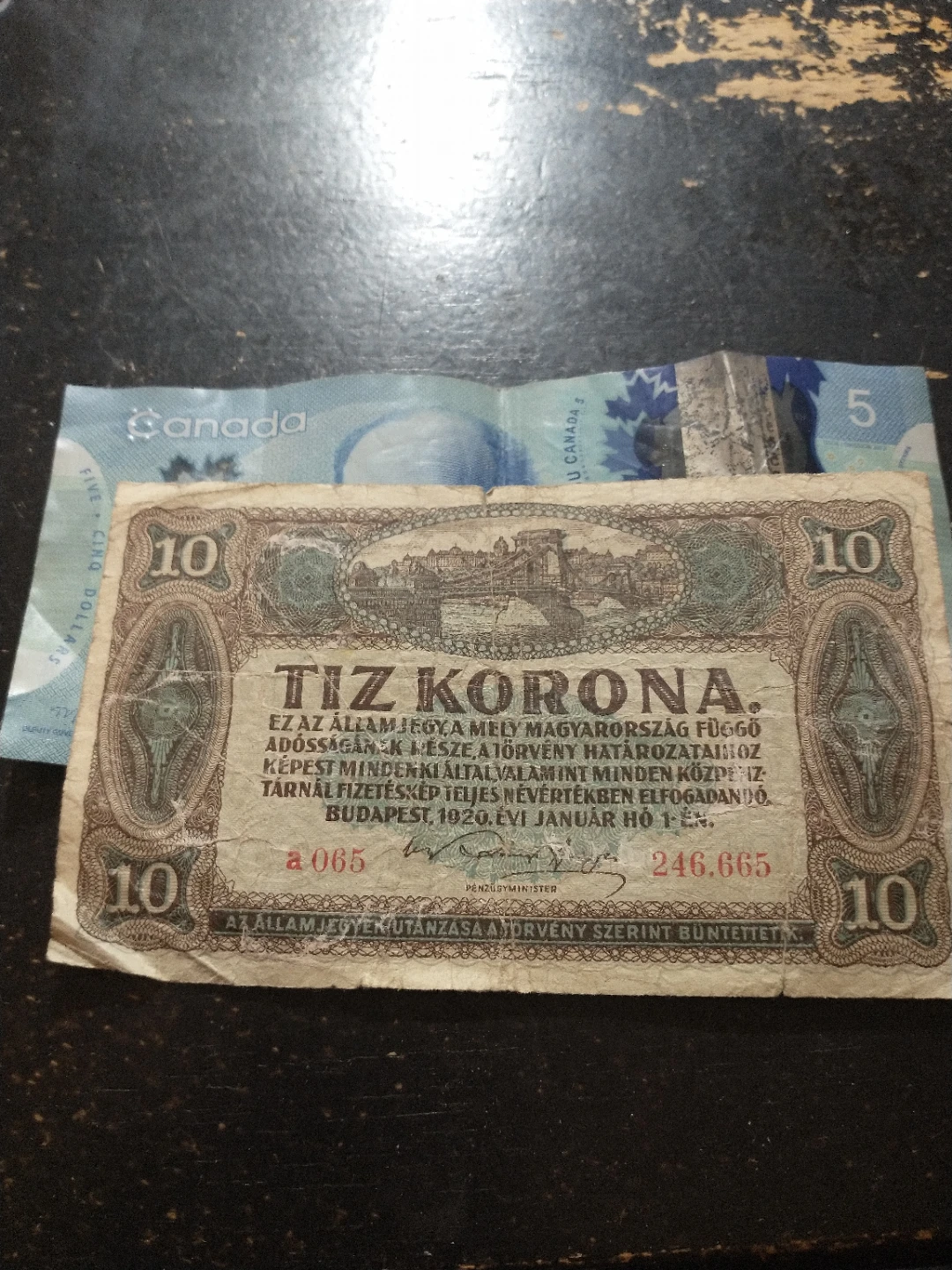 1920 Hungary 10 Korona Banknote - photo 3