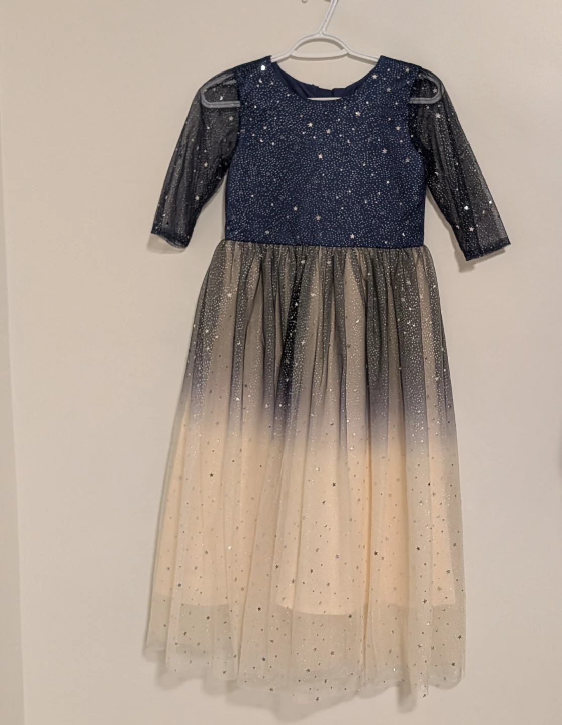 Girls Sparkly Tulle Dress - Navy Blue & pink