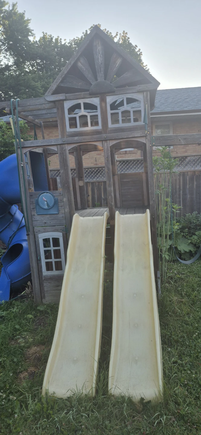 Wooden Playset with Swings and Slides