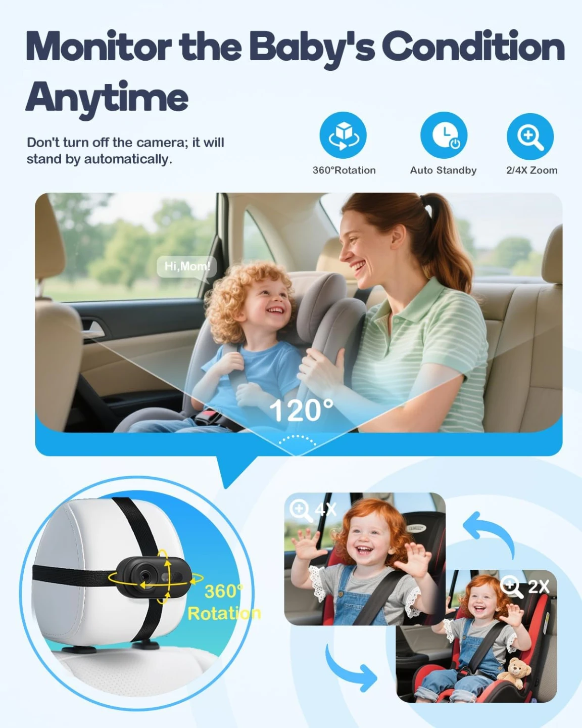 Wireless Baby Car Camera 4.3" Screen HD 1080P - photo 5