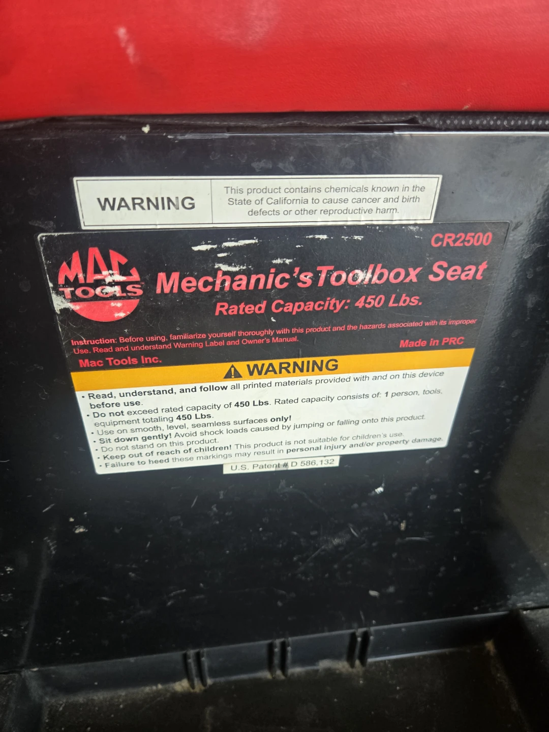 Mac Tools Mechanic's Toolbox Seat CR2500 - photo 3