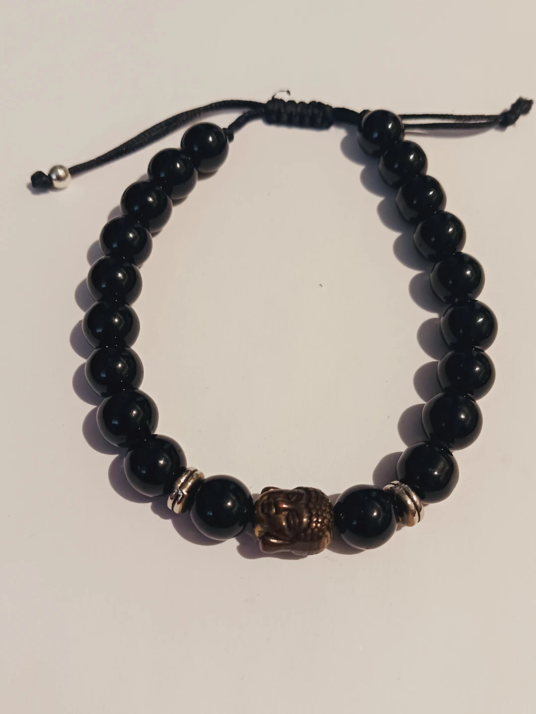 Black Beaded Bracelet with Buddha Charm - photo 3