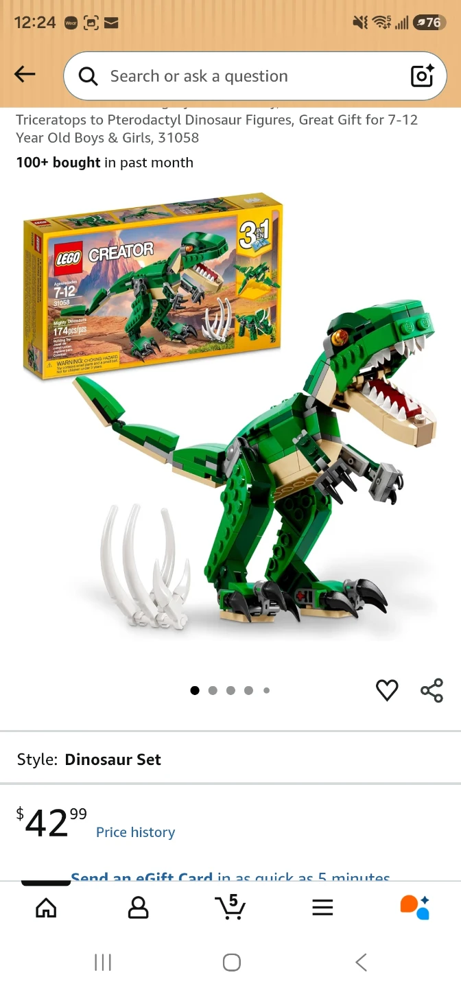 LEGO Creator 31058 Triceratops to Pterodactyl Dinosaur Set