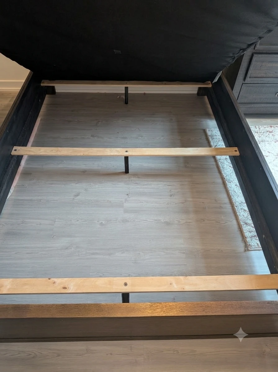 Dark Wood Upholstered Platform Bed Frame - photo 3