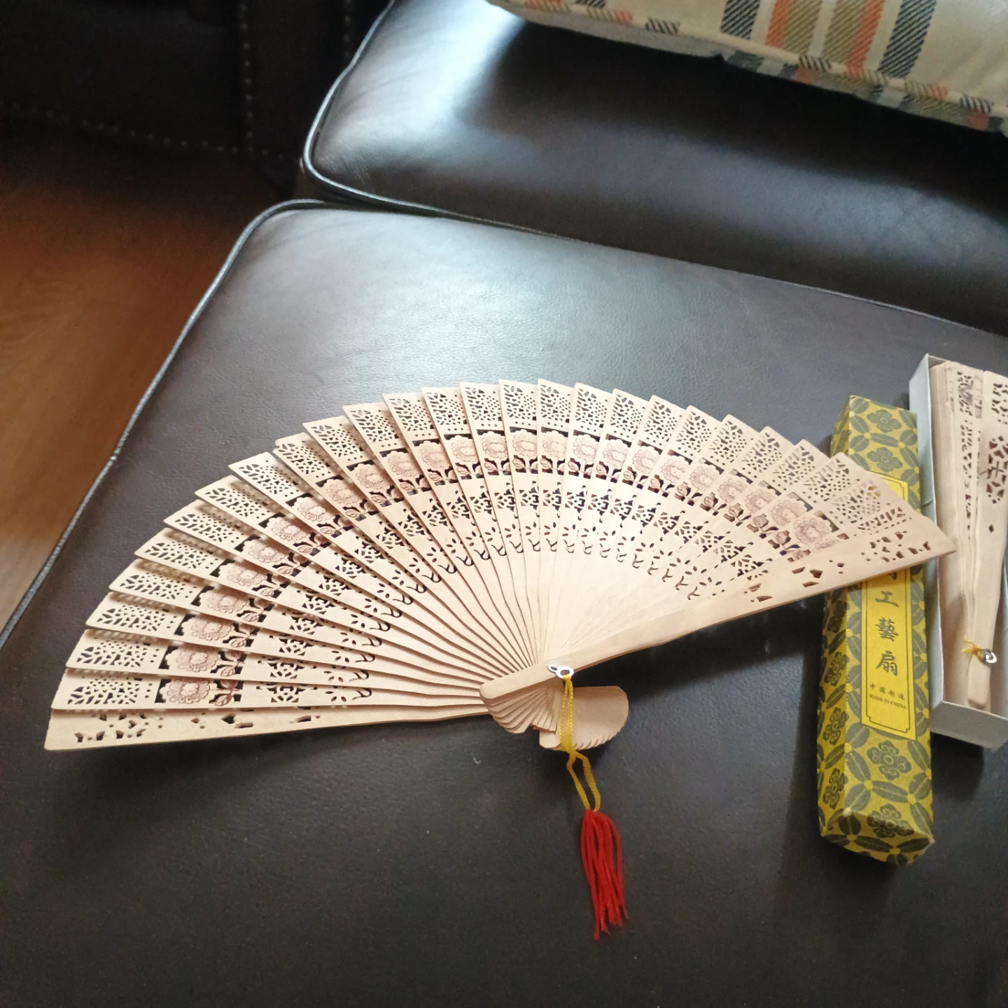 Wooden Hand Fan with Tassel