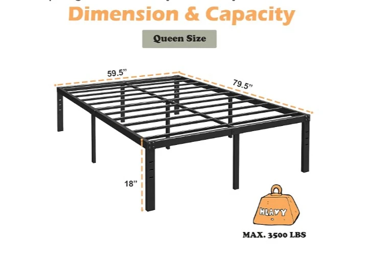 Queen Size Metal Bed Frame 18" tall - photo 2
