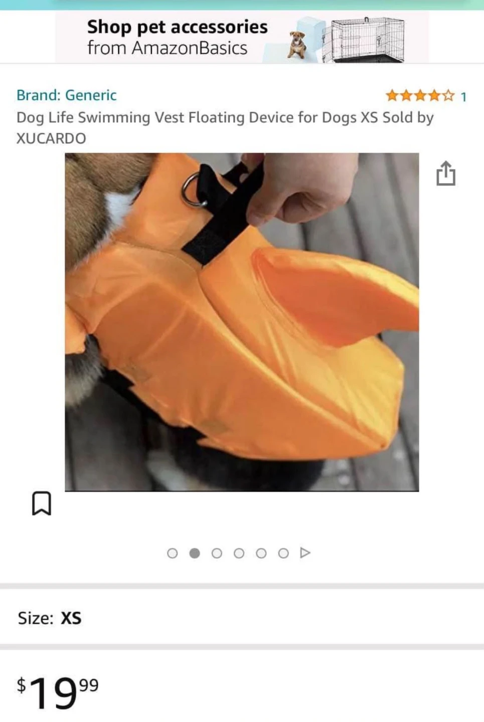 Dog Life Vest Swimming Jacket Orange - photo 5