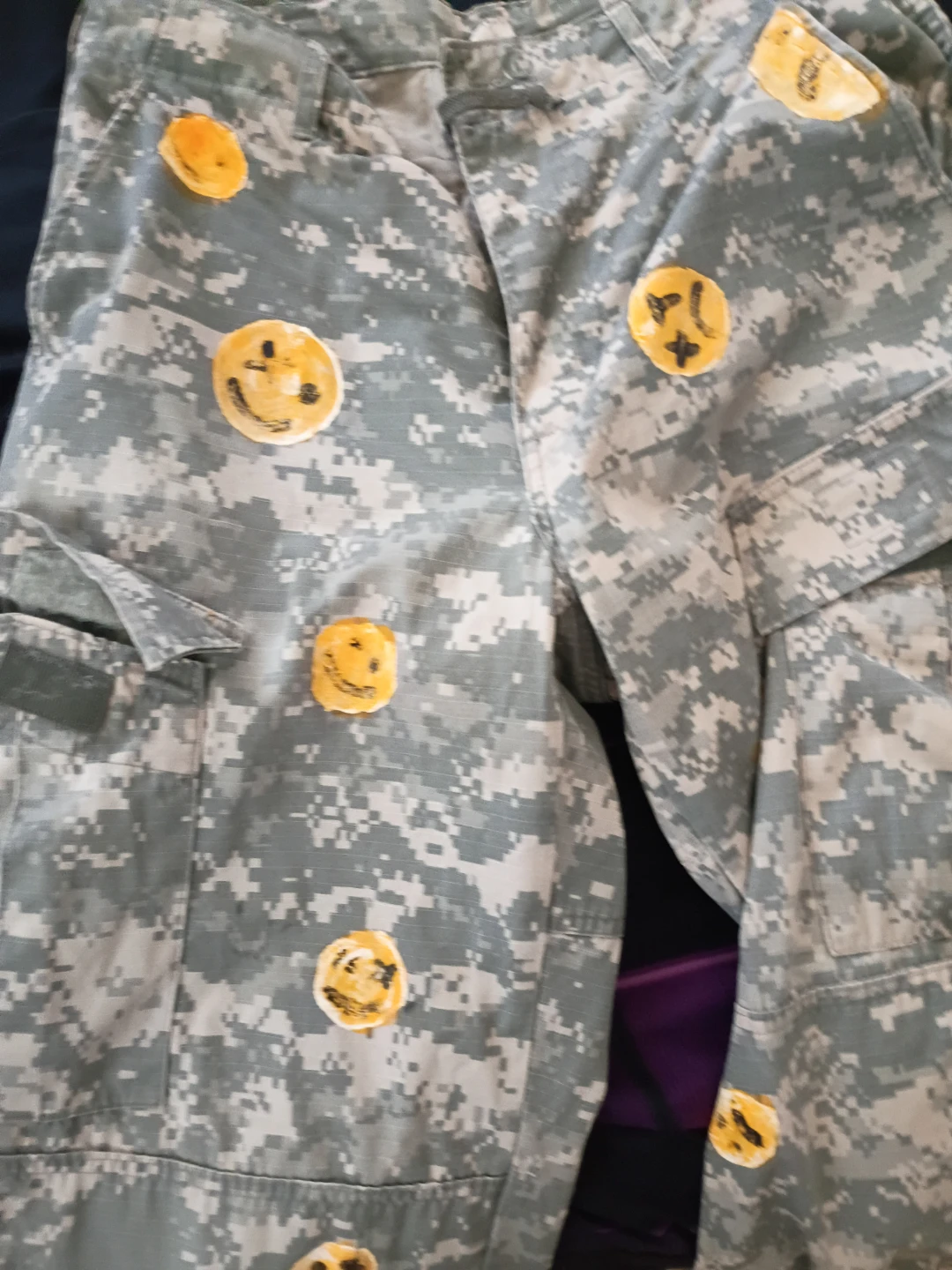 Wensive Trash Camo Pants with Smiley Faces