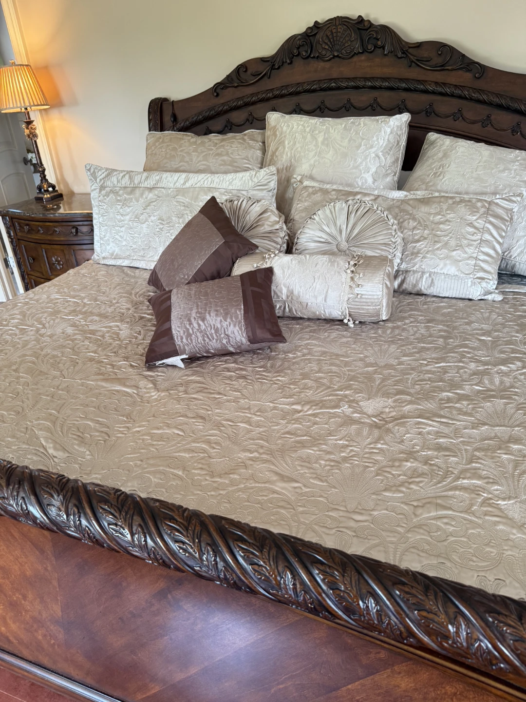 King Size Ornate Wood Bed Frame
