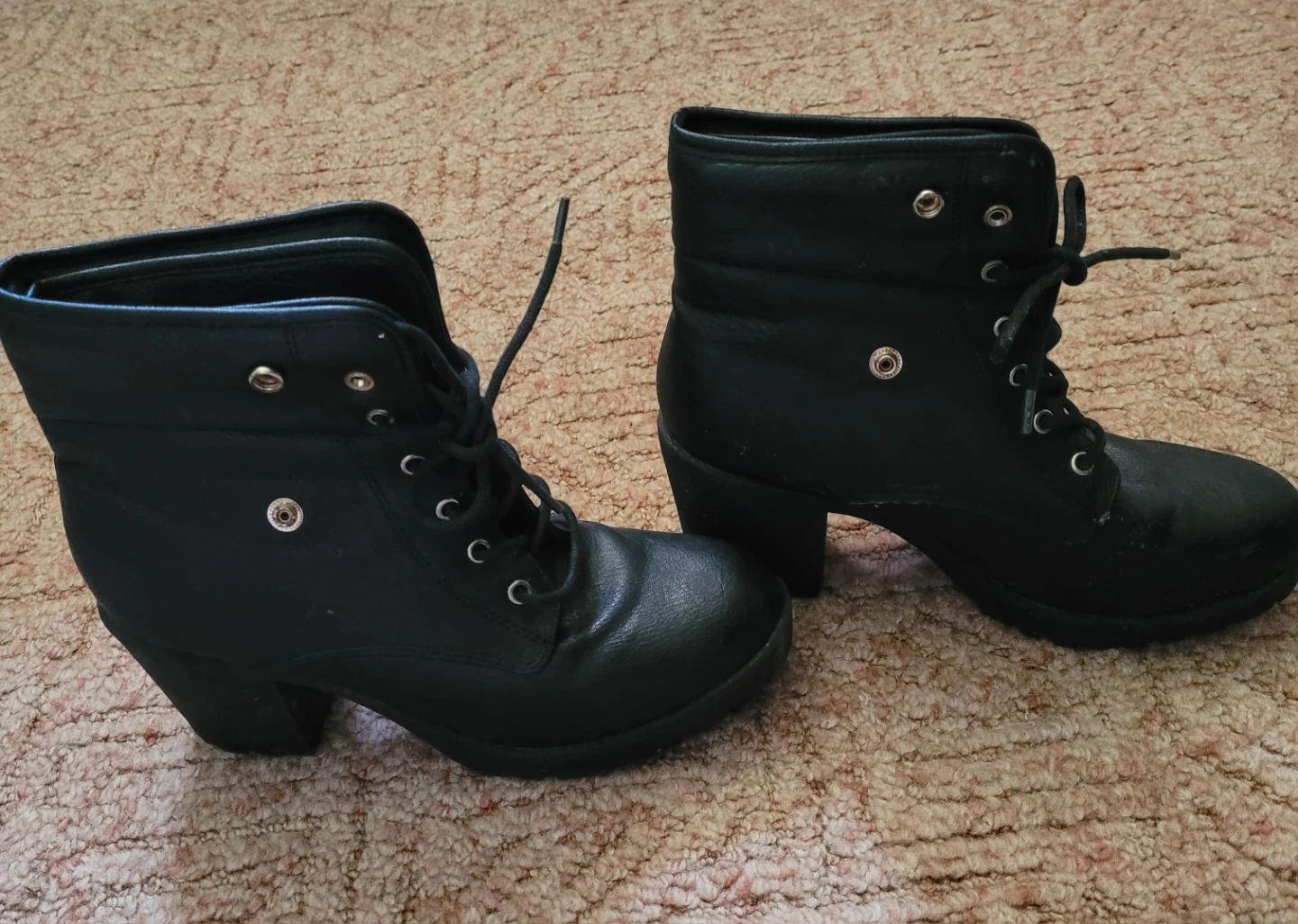 Black Call It Sping Lace-Up Heeled Boots Size  8.5 - photo 2