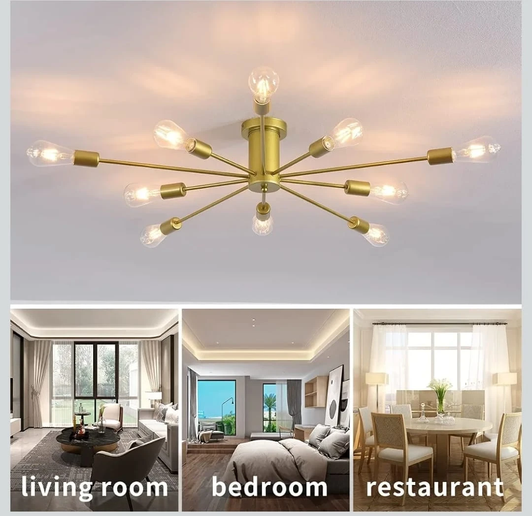 Sputnik Chandelier - 12 Light Fixture - Gold
