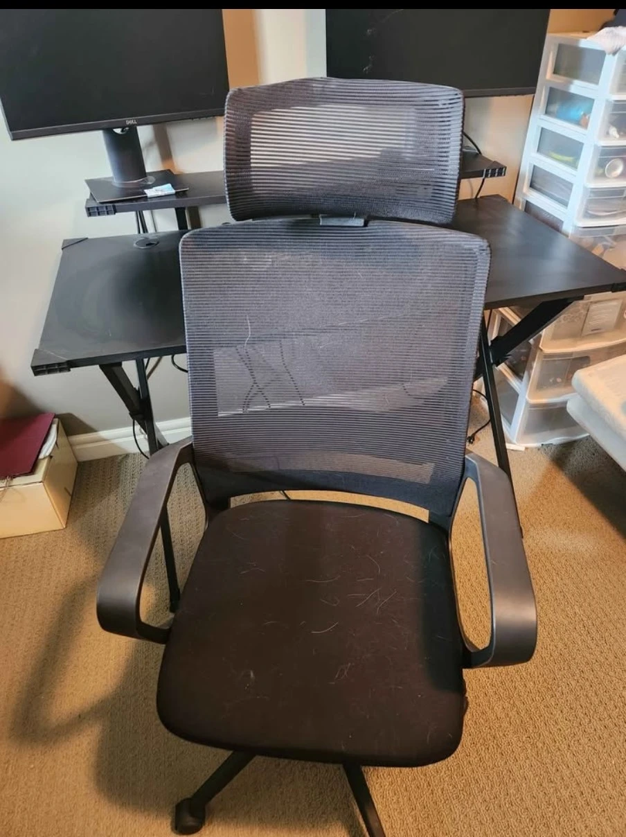 Mesh Office Chair  and gaming/computer desk.