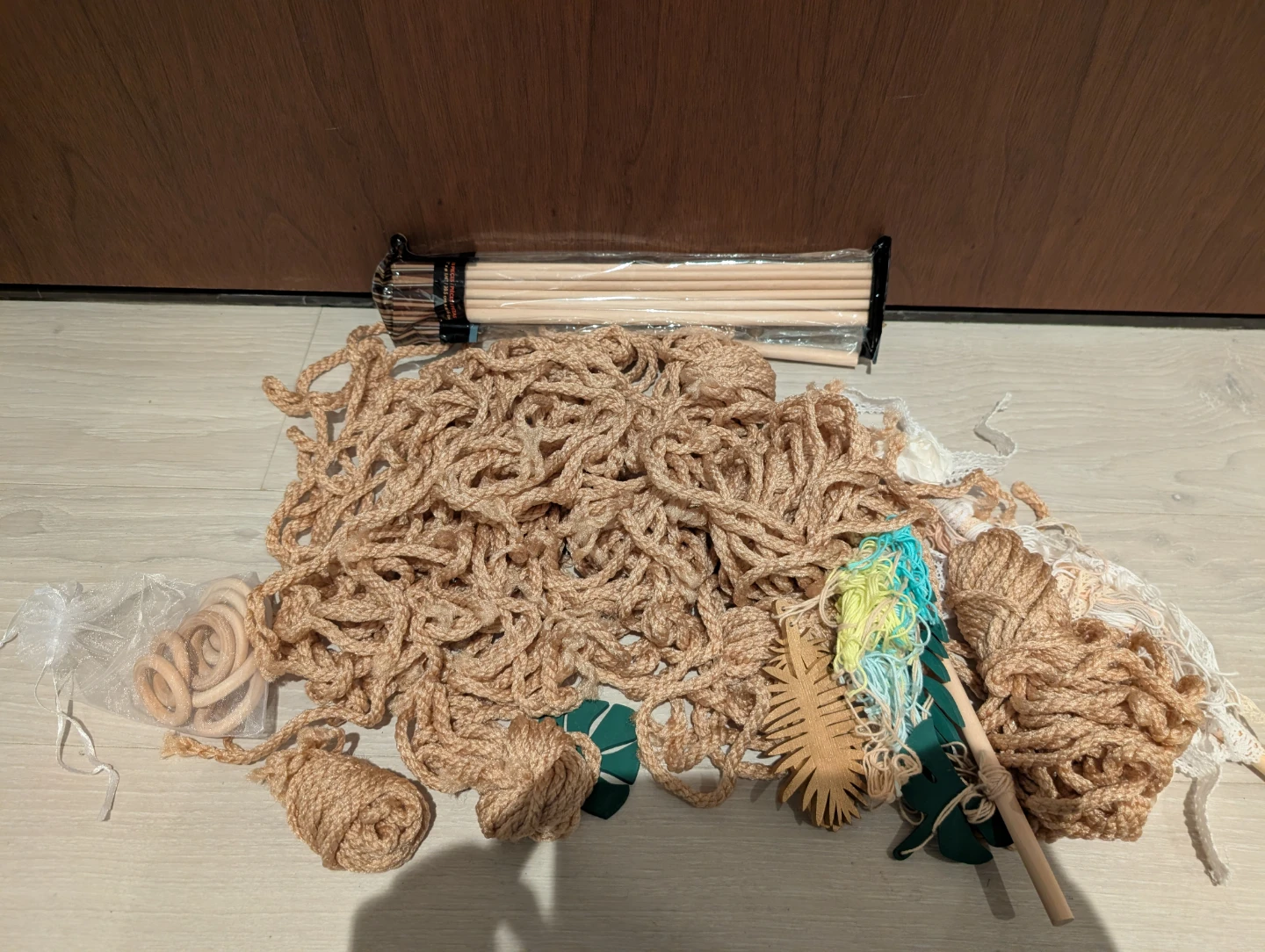 DIY Macrame Hammock Kit with Wooden Dowels