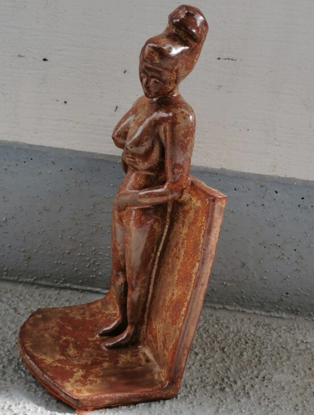 Vintage Art Deco Style Figural Female Pottery Bookend