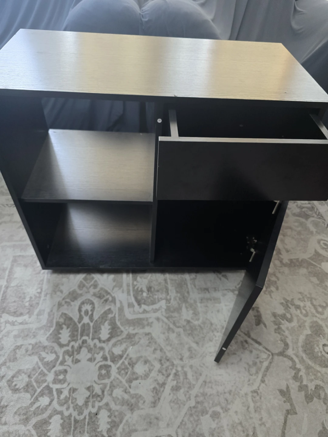 Black Storage Cabinet with Drawer and Shelf - photo 2