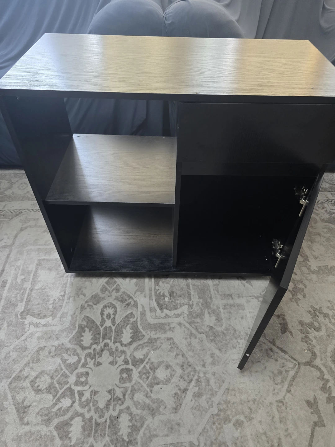 Black Storage Cabinet with Drawer and Shelf - photo 3