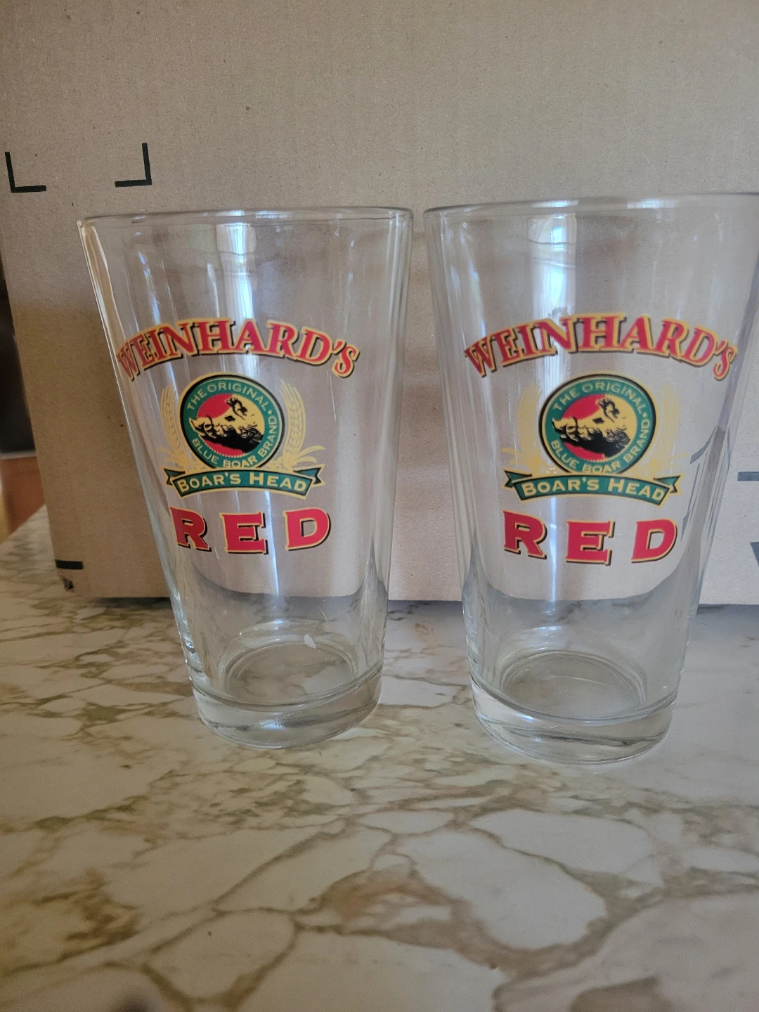Weinhard's Red Pint Glasses (Set of 2)