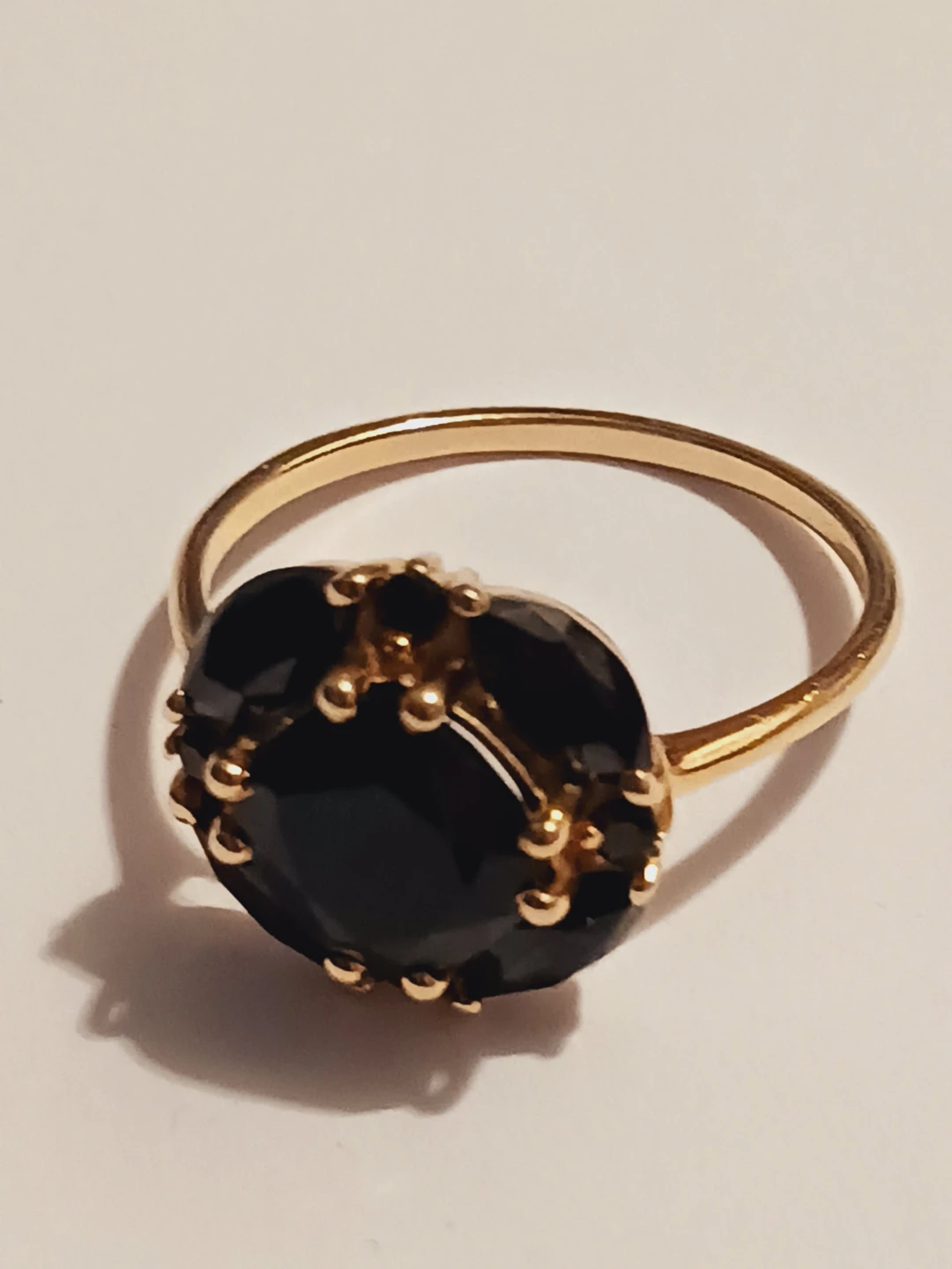 New !! Gold Overlay Sterling Silver 925 Black Onyx Elegant Ring. - photo 2