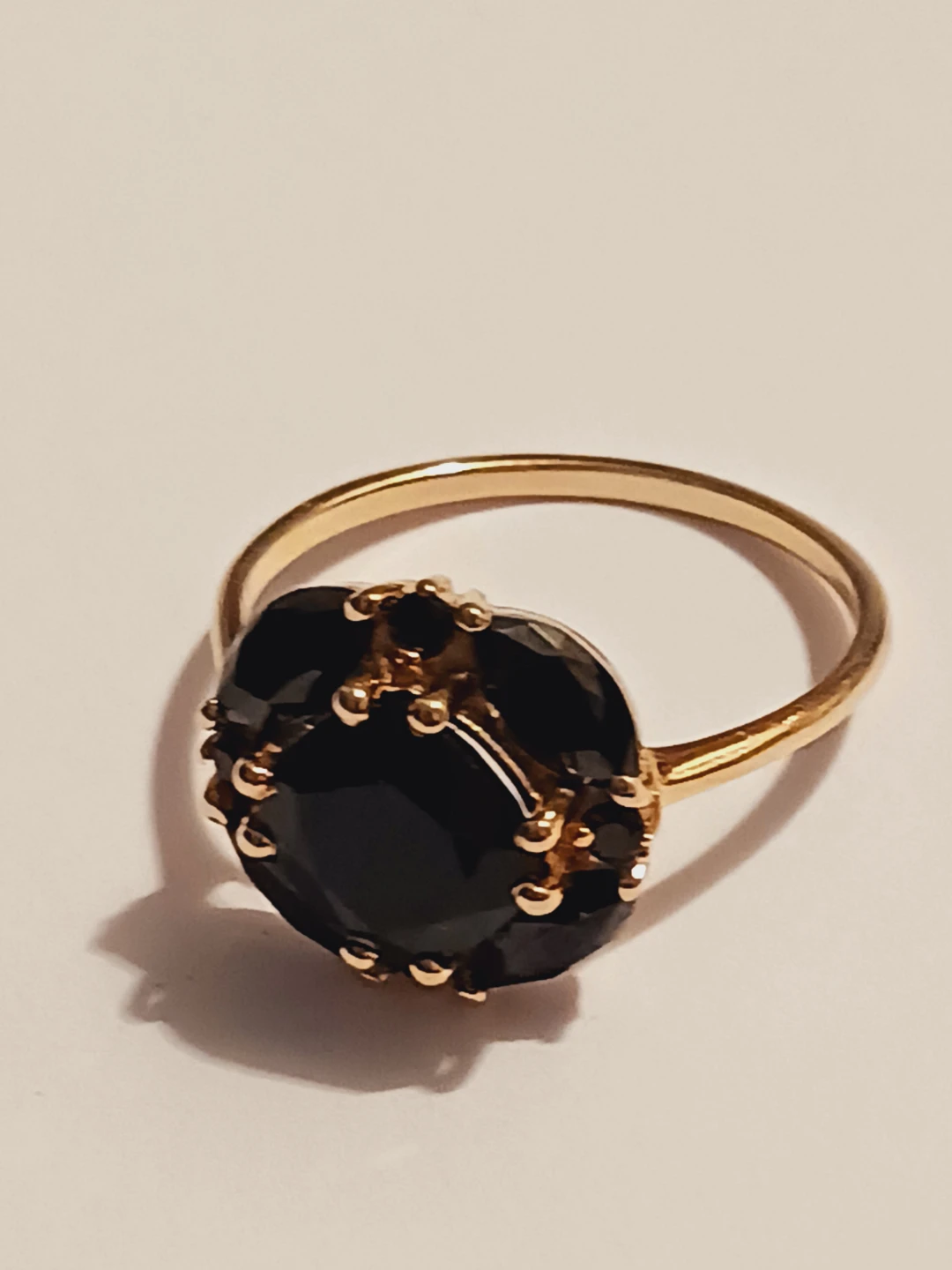 New !! Gold Overlay Sterling Silver 925 Black Onyx Elegant Ring. - photo 3