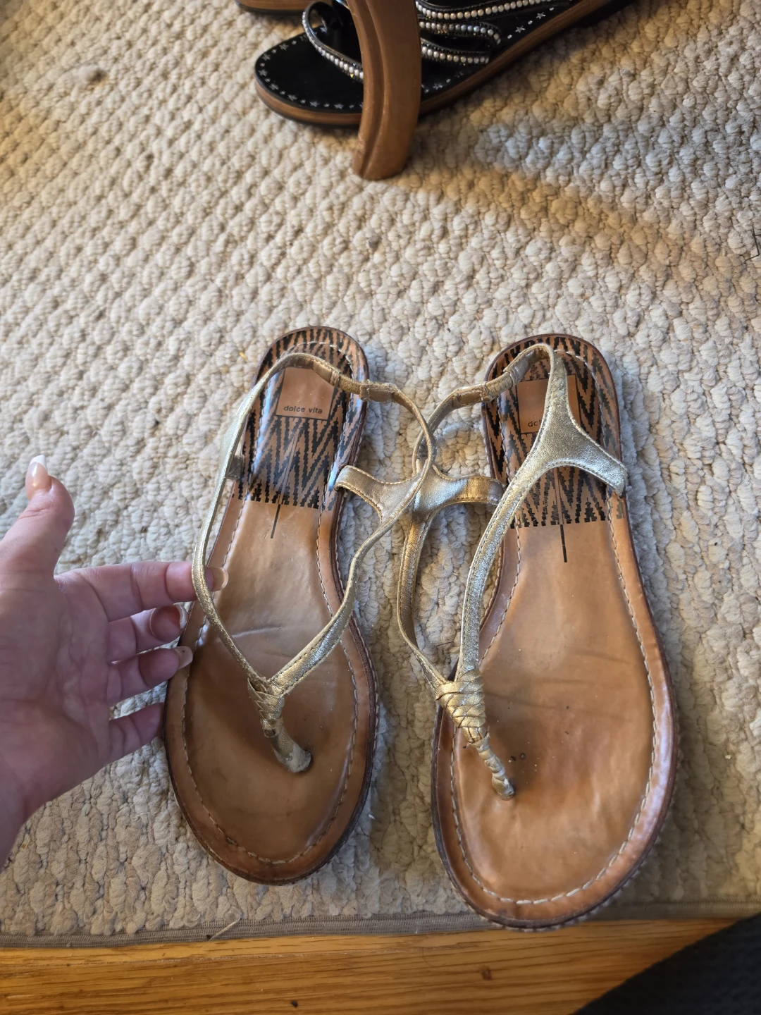 Dolce Vita Gold Thong Sandals - photo 3