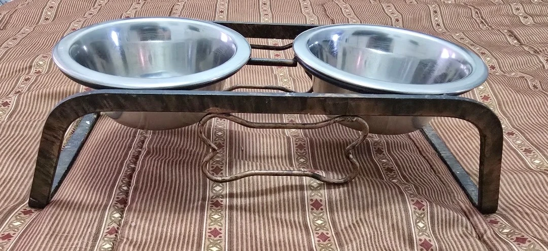 EveryYay Dining In Stainless Steel Double Diner for Dogs. - photo 2