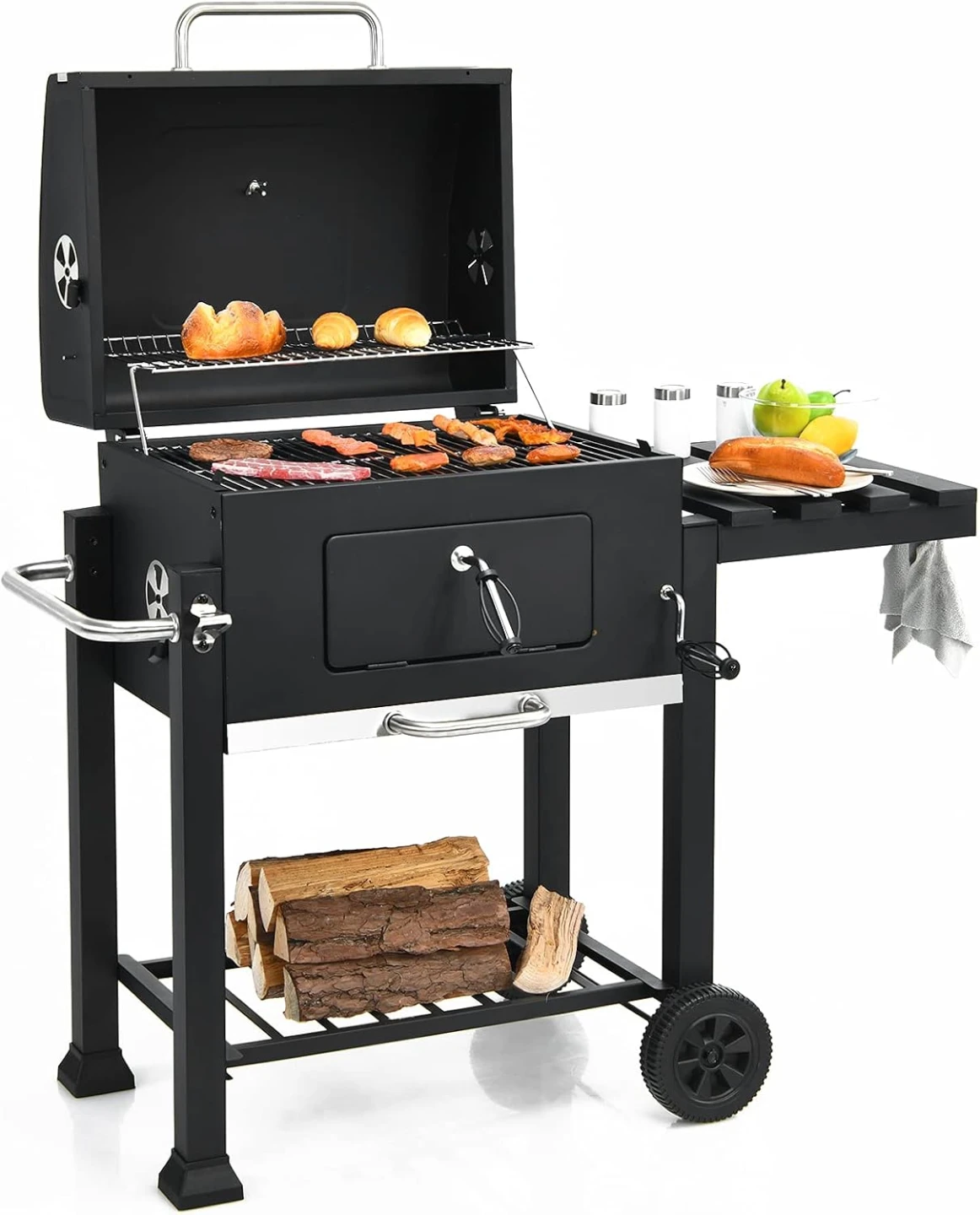 Giantex 24 inch Charcoal Grill with Folding Side Table - photo 2