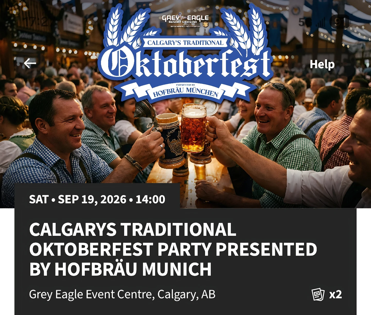 2 Tickets to Calgary's Traditional Oktoberfest Party