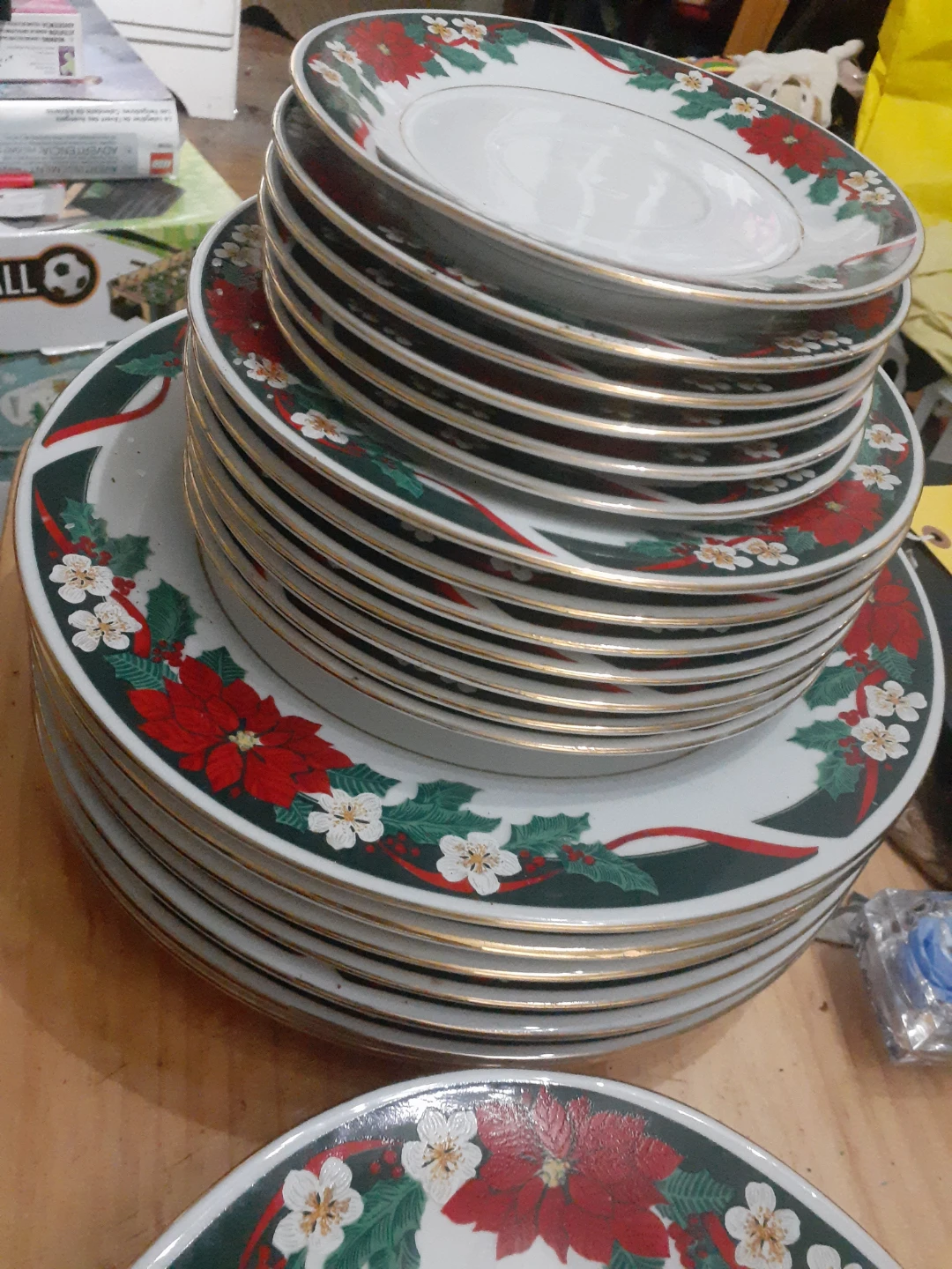 Christmas Poinsettia Plates and Serving Platter