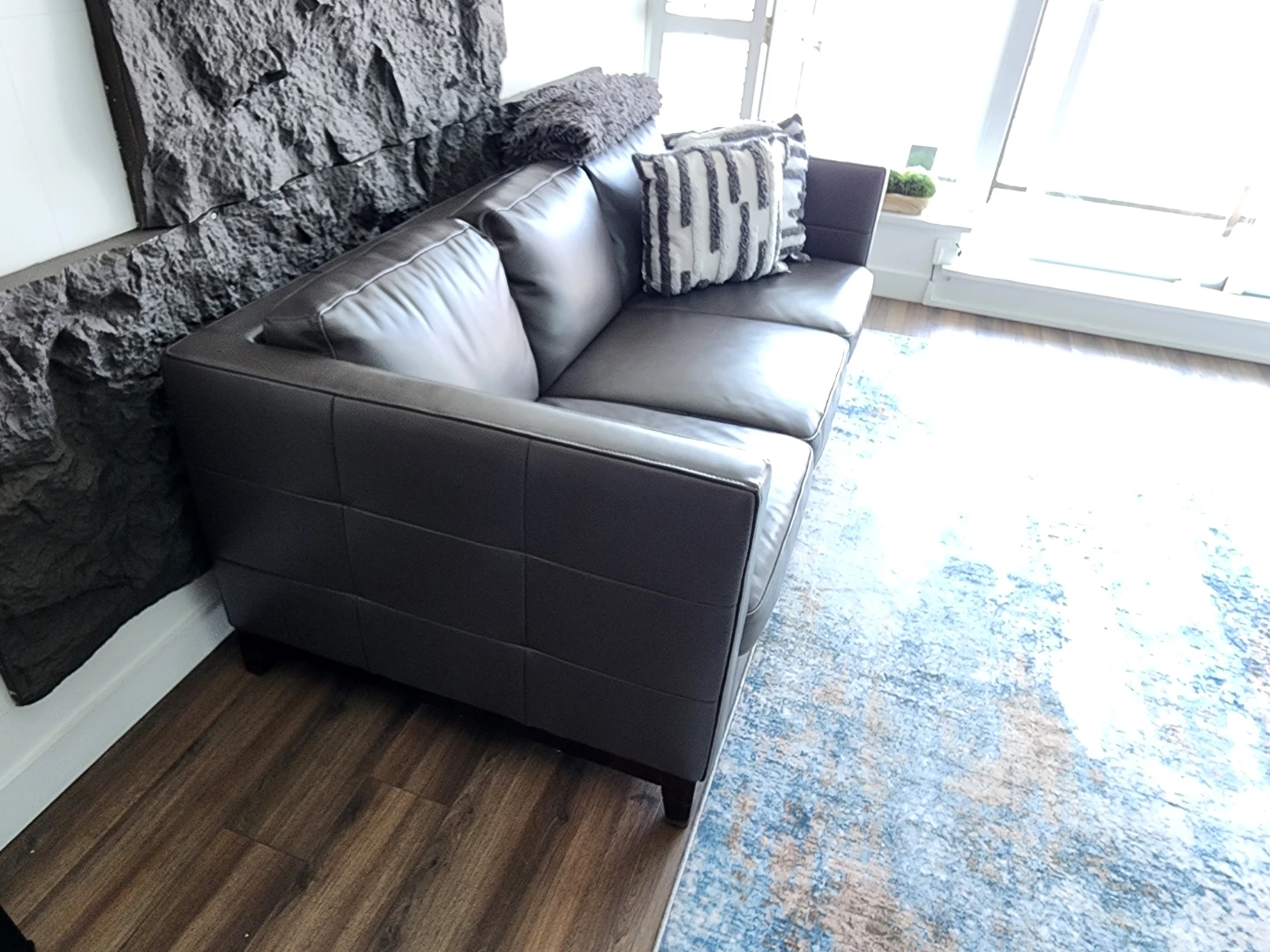 Grey Leather Sofa - photo 2