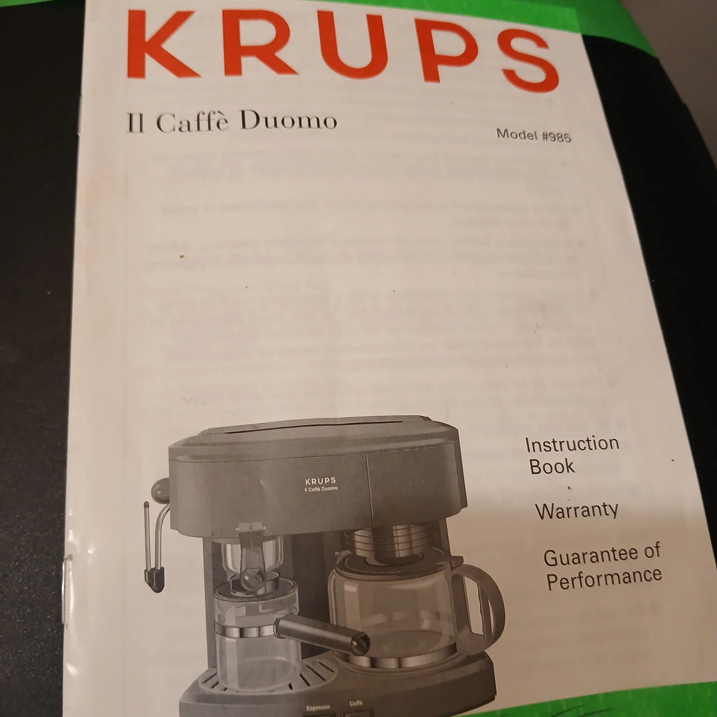 KRUPS Il Caffè Duomo Espresso and Coffee Maker Model #985 - photo 2