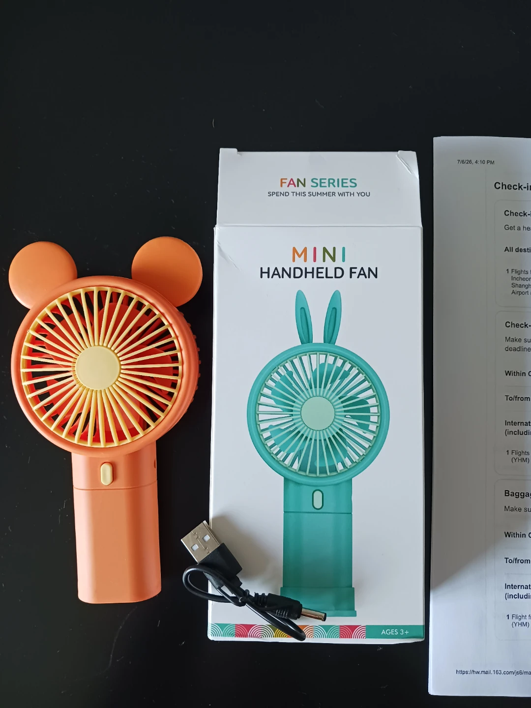 New Orange Mini Handheld Fan with Mickey Mouse Ears - photo 4