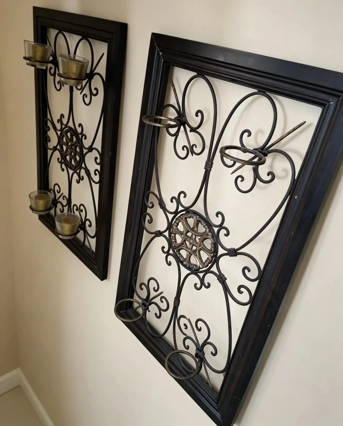 Set of 2 Ornate Wall Sconces Candle Holders