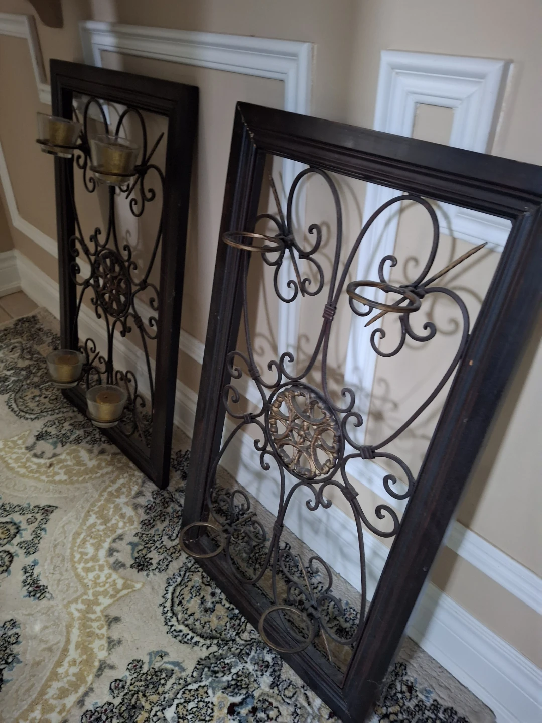 Set of 2 Ornate Wall Sconces Candle Holders - photo 2