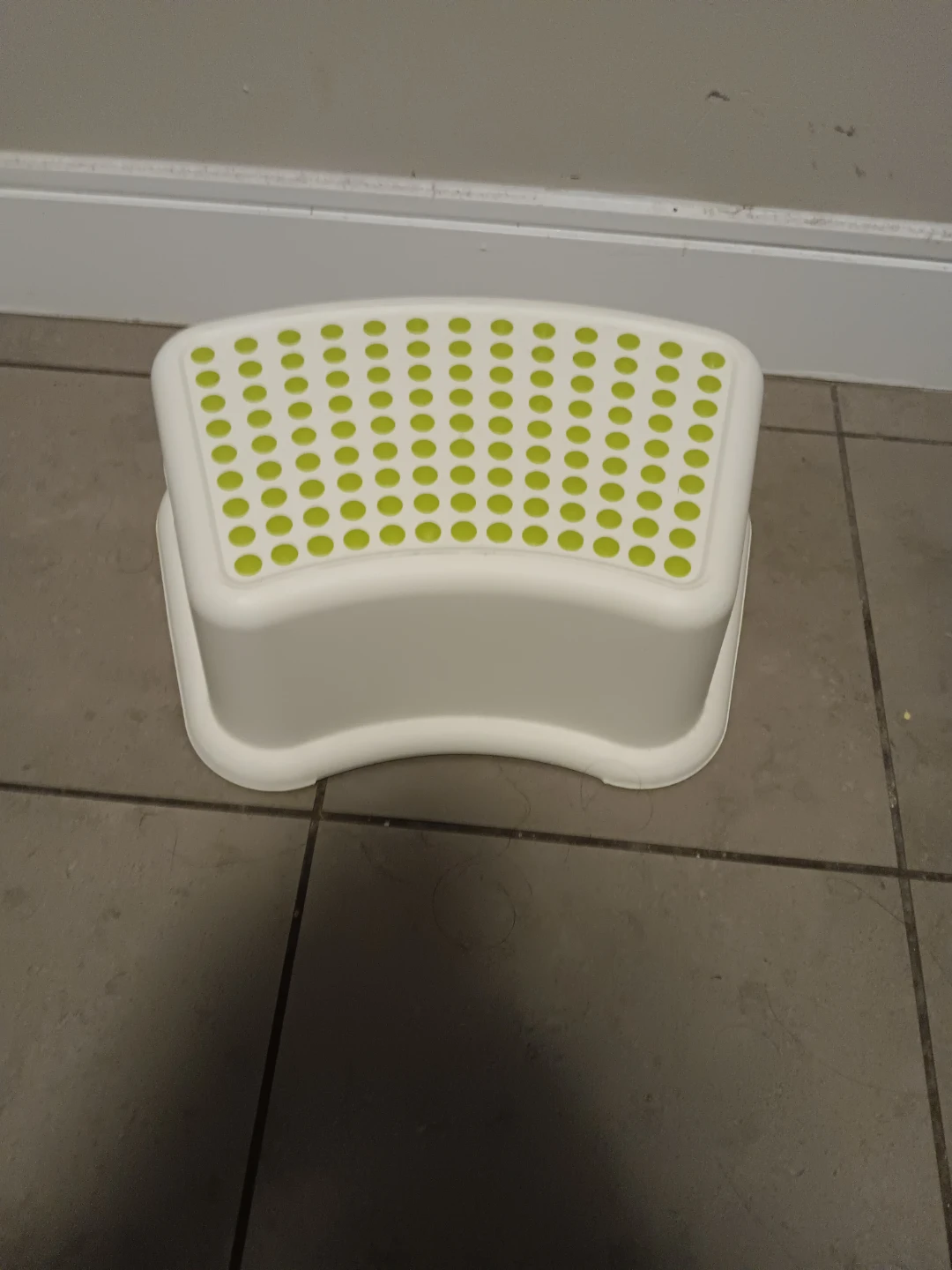 Moving Out sale- White Step Stool with Green Grip Dots