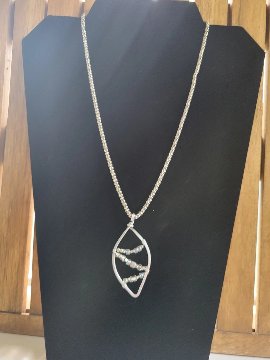 Handmade Wire Wrapped Pendant Necklace with Beads