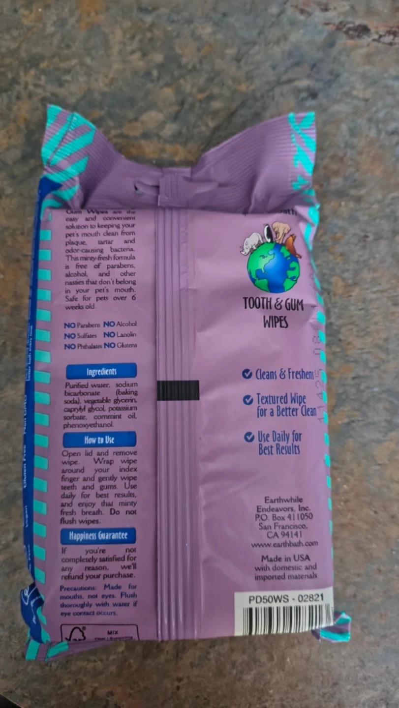 Earthbath Tooth & Gum Wipes - photo 2