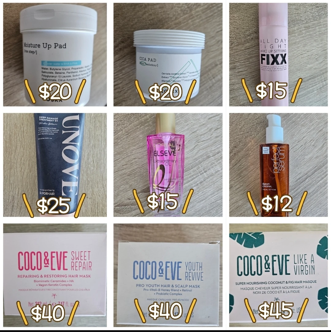 All new unopened skin care and hair products