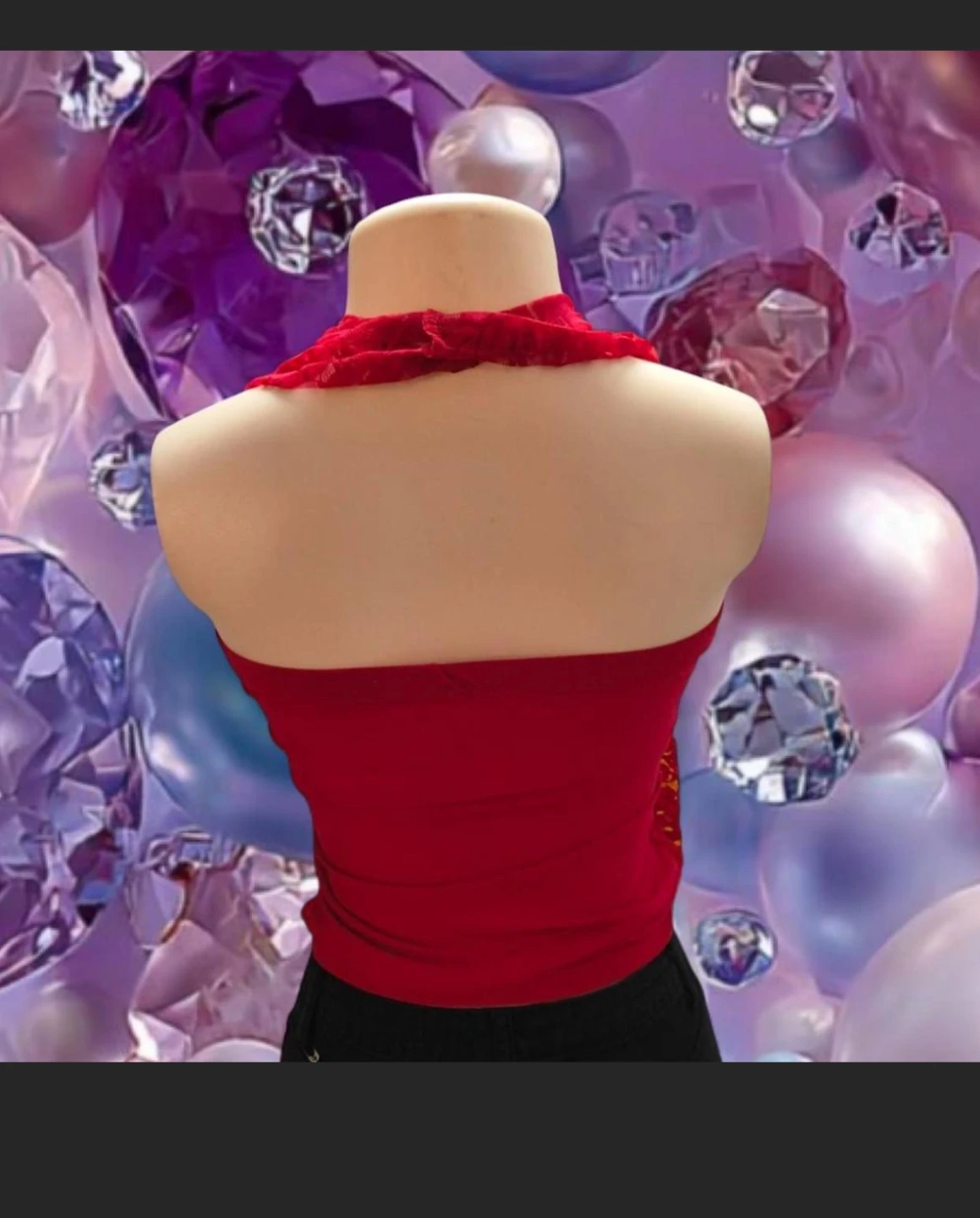 Red Lace Halter Top - photo 2